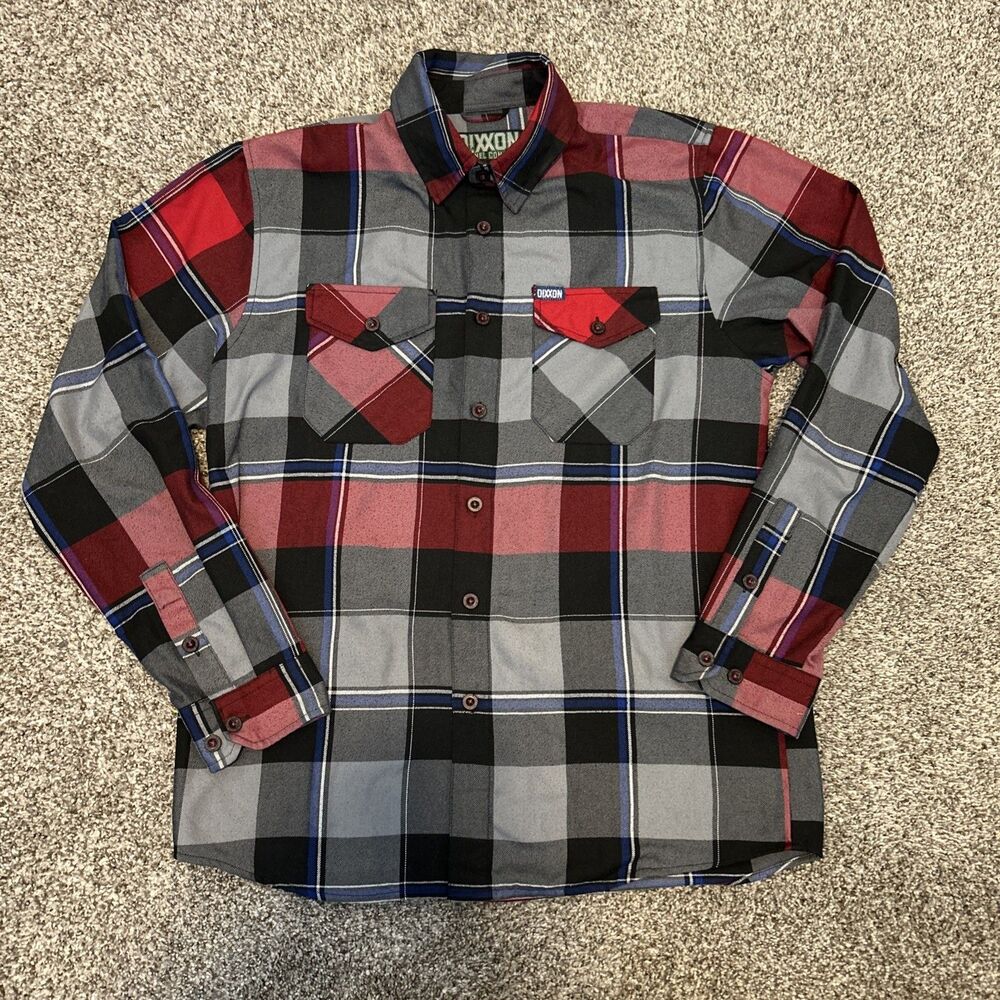 Dixxon Plissken Men's M Plaid Flannel Long Sleeve Button-Up Shirt Pockets